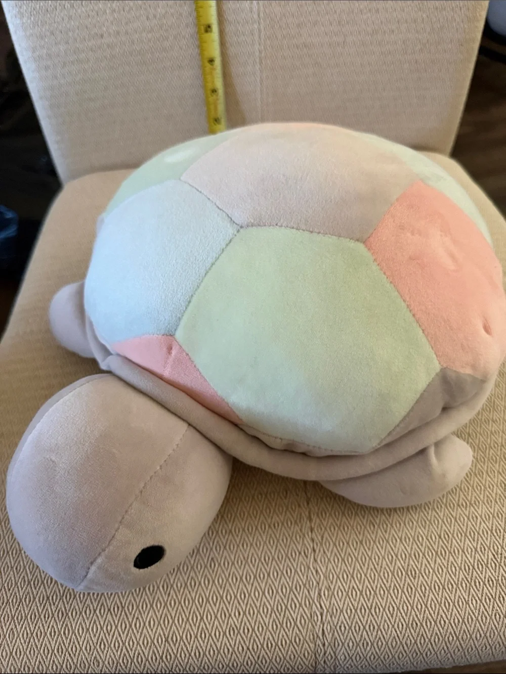 Plush Pastel Turtle Pillow - Soft Mint, Peach, Cream